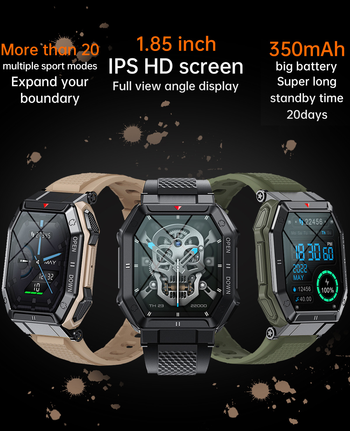 2023 Trendy Fashion Durable men watch waterproof multifunction metal sports relogio smartwatch masculino