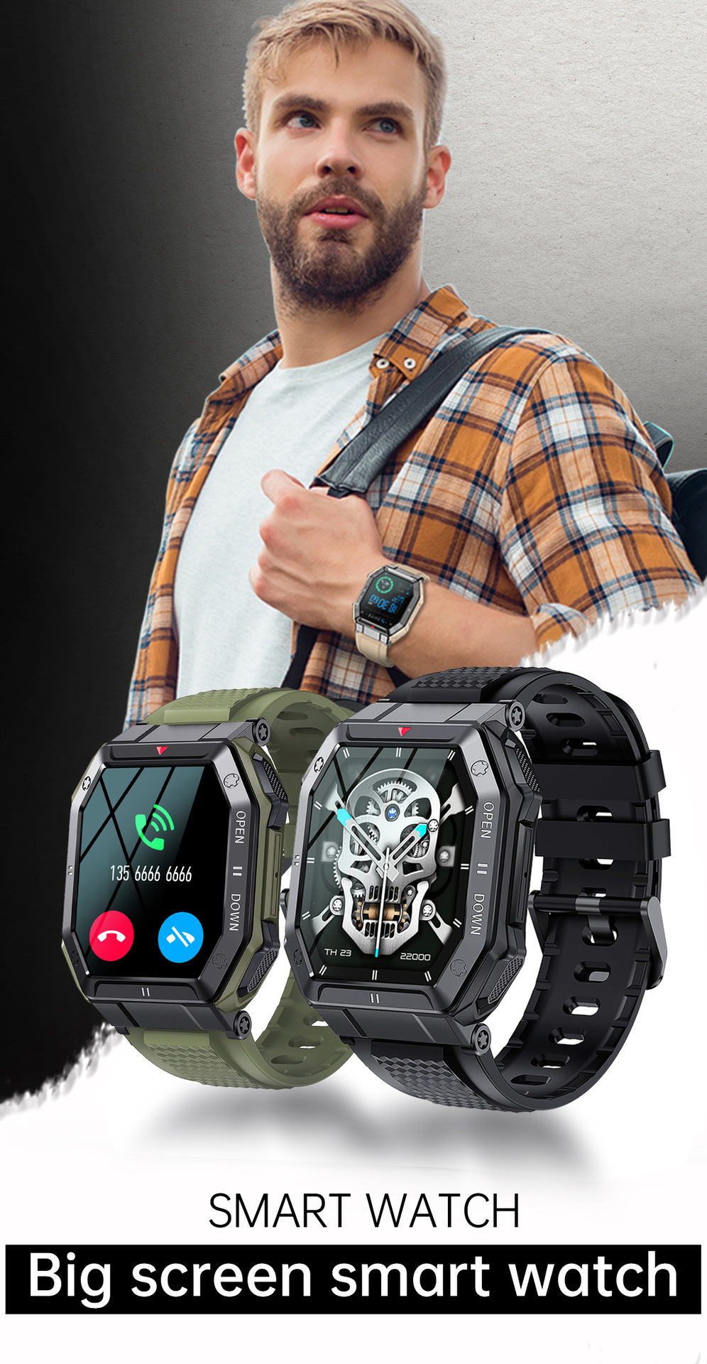 2023 Trendy Fashion Durable men watch waterproof multifunction metal sports relogio smartwatch masculino