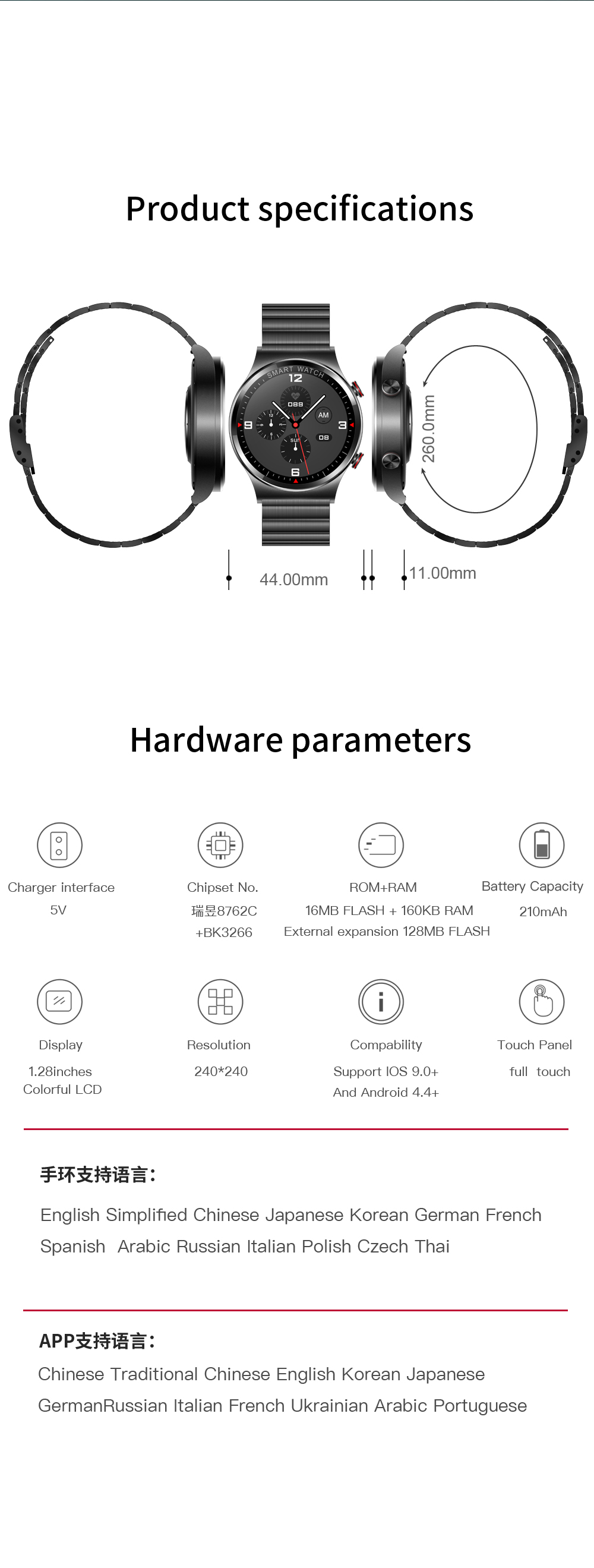 BT In Call 24 Hour Heart Rate Men Women Heart Rate 1.28 Full Touch Screen DIY Watch Face Blood Oxygen Phone Call Android IOS t