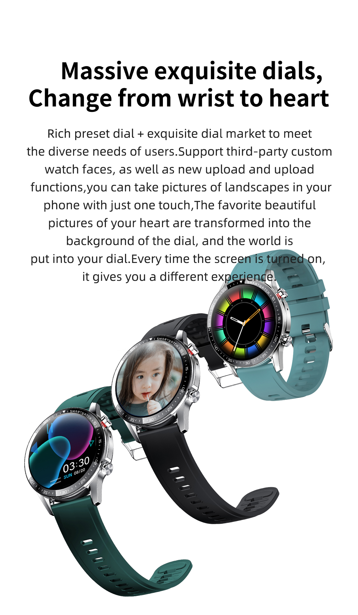 BT In Call HD Screen Camera Control Deep Waterproof Dust Proof Smart Watch Music Play Big Full Touch Screen Sport Smart Bracelet