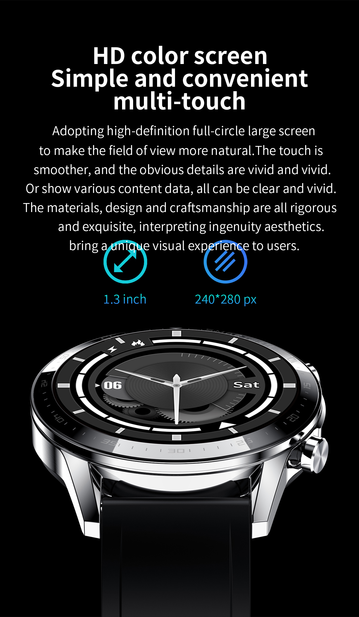 BT In Call HD Screen Camera Control Deep Waterproof Dust Proof Smart Watch Music Play Big Full Touch Screen Sport Smart Bracelet