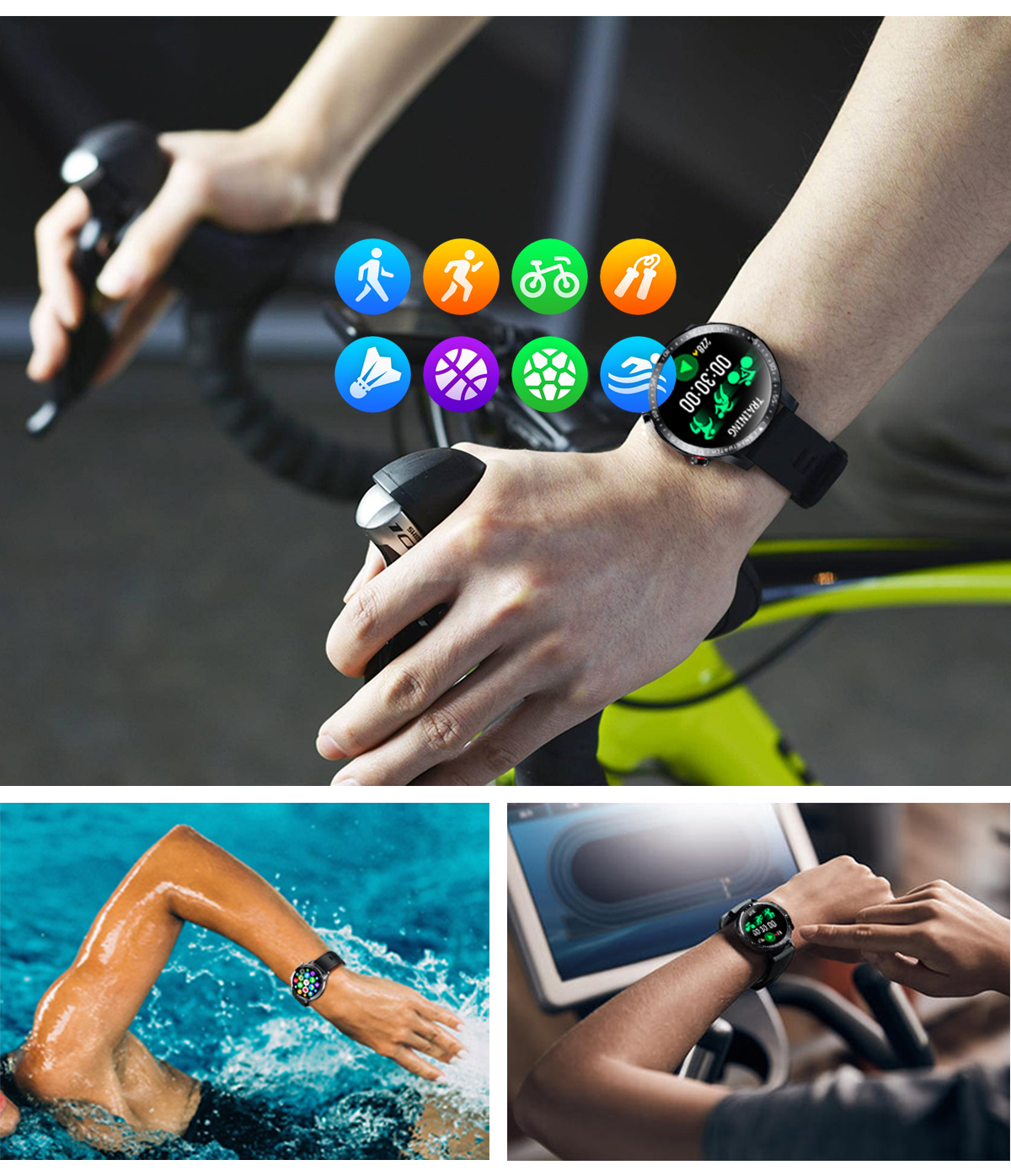 BT In Call HD Screen Camera Control Deep Waterproof Dust Proof Smart Watch Music Play Big Full Touch Screen Sport Smart Bracelet