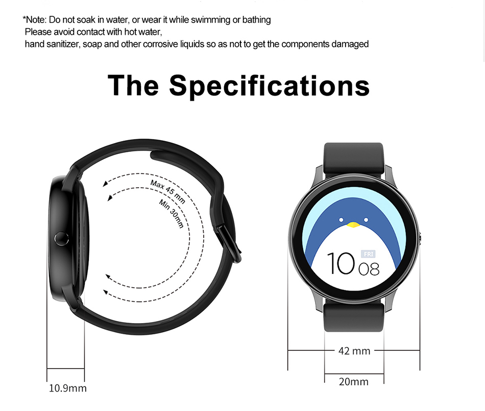 High Quality Waterproof Smart Watch with Blood Pressure Heart Rate Healthy Tracker BT Smart Bracelet