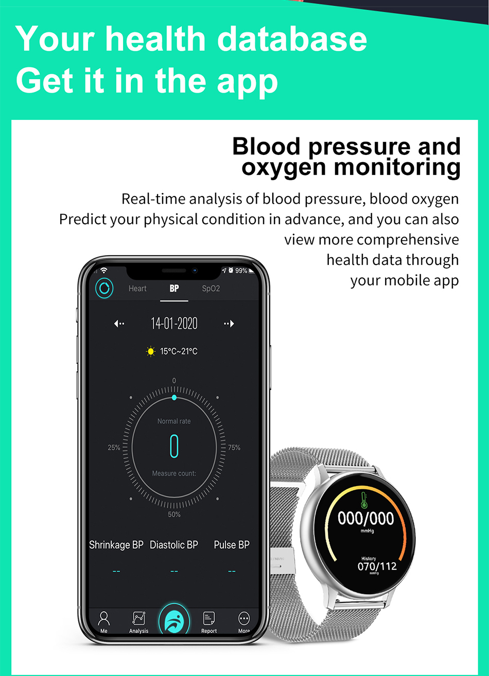 High Quality Waterproof Smart Watch with Blood Pressure Heart Rate Healthy Tracker BT Smart Bracelet