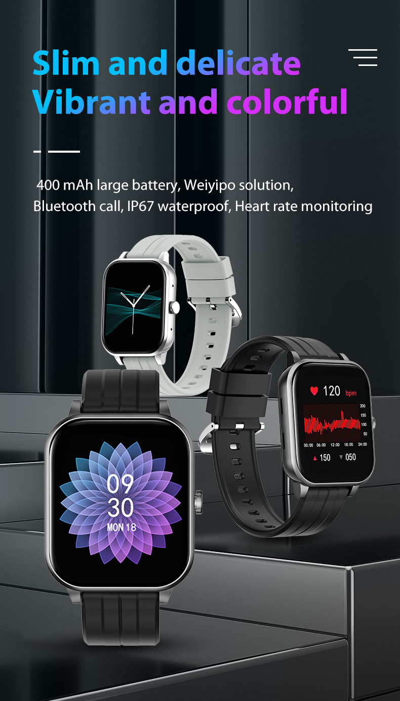 Large battery and low power consumption H Band APP 1.54 inch screen dial number smart watch stainless steel