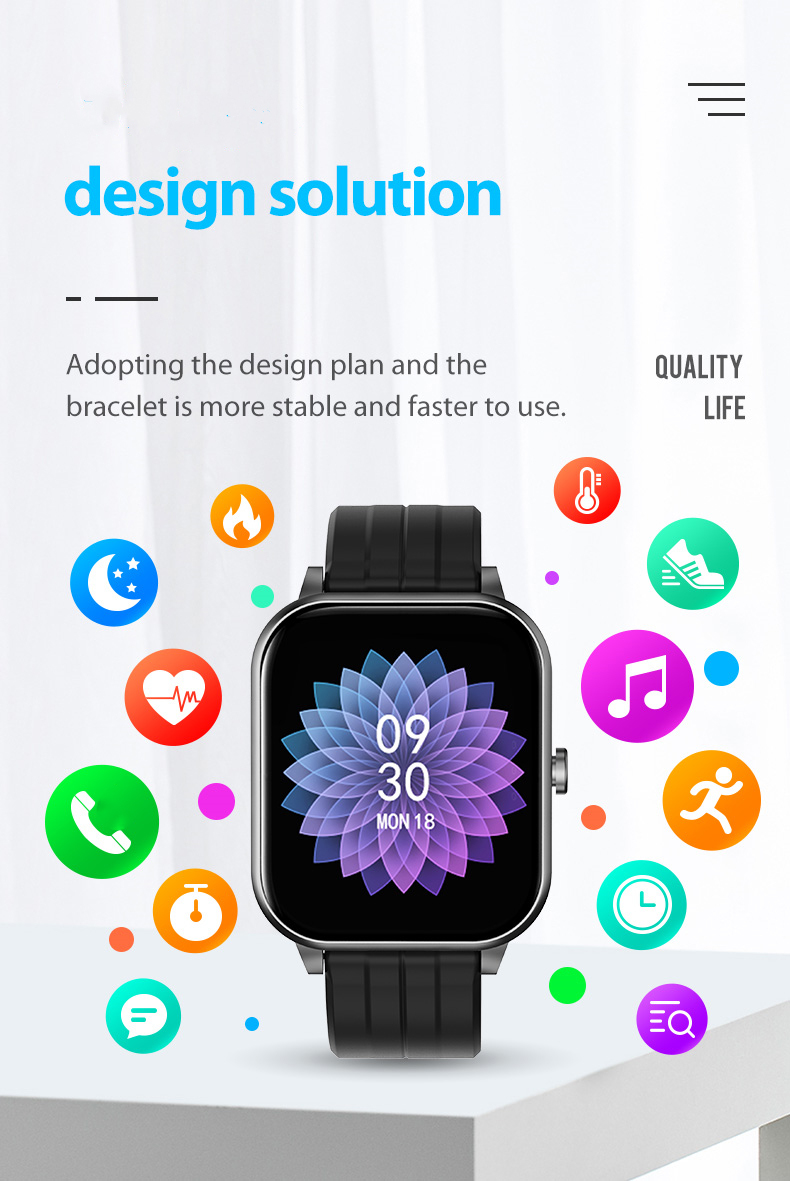 ODM BT mobile phone smart watch touch screen 1.54 inch square display long battery life for sport step count