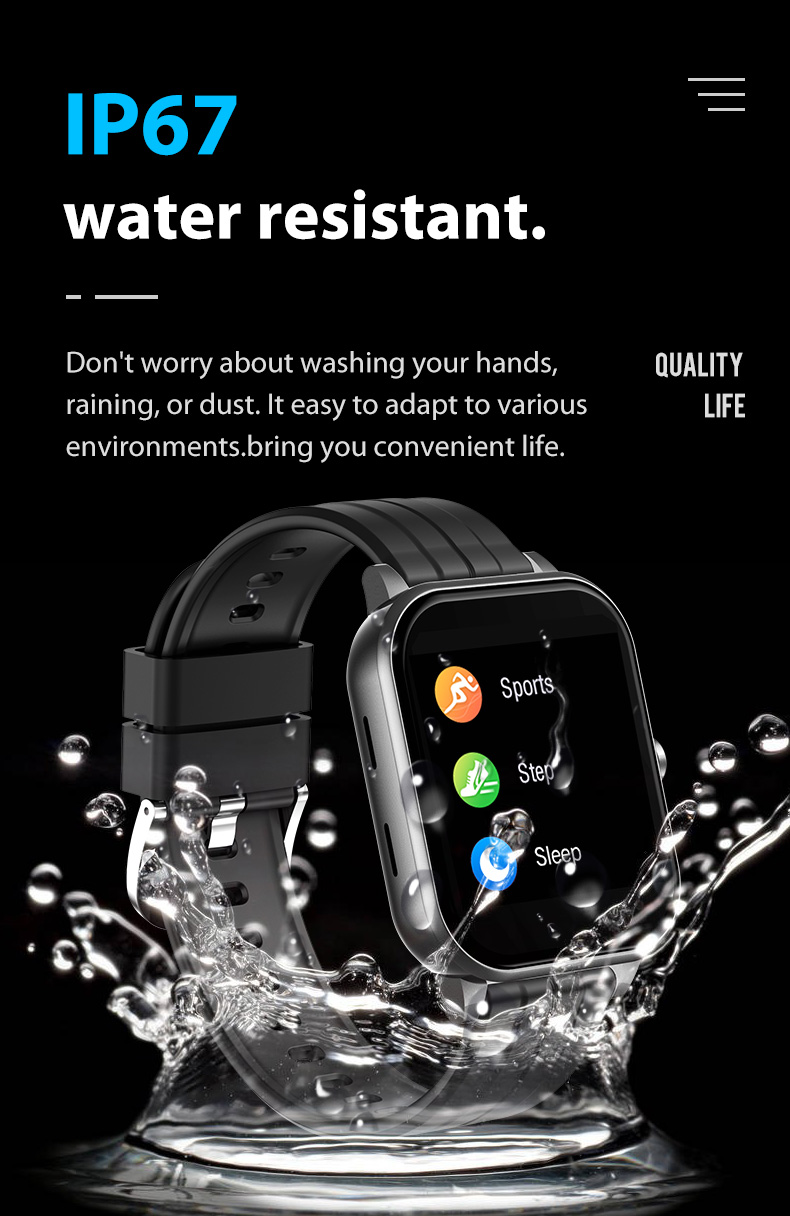 ODM BT mobile phone smart watch touch screen 1.54 inch square display long battery life for sport step count