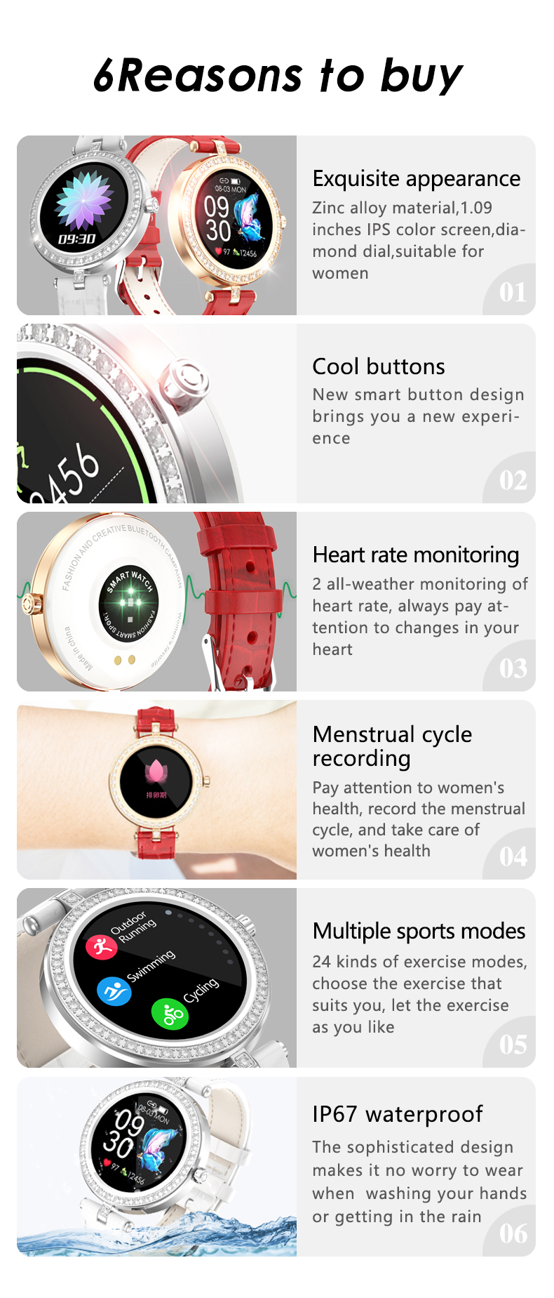 S28 Stylish Women Smart Watch Round Screen Smartwatch for Girl Heart Rate Blood Pressure Monitor Compatible For Android and IOS