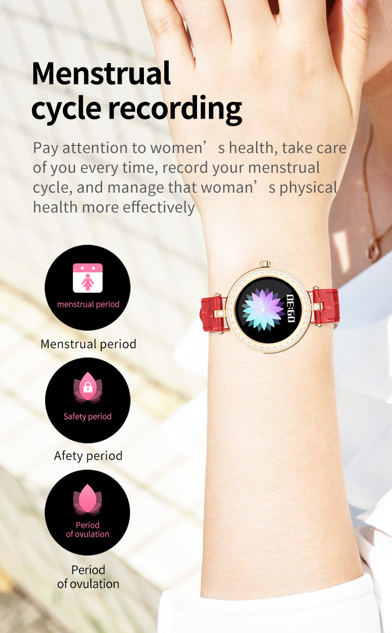 S28 Stylish Women Smart Watch Round Screen Smartwatch for Girl Heart Rate Blood Pressure Monitor Compatible For Android and IOS