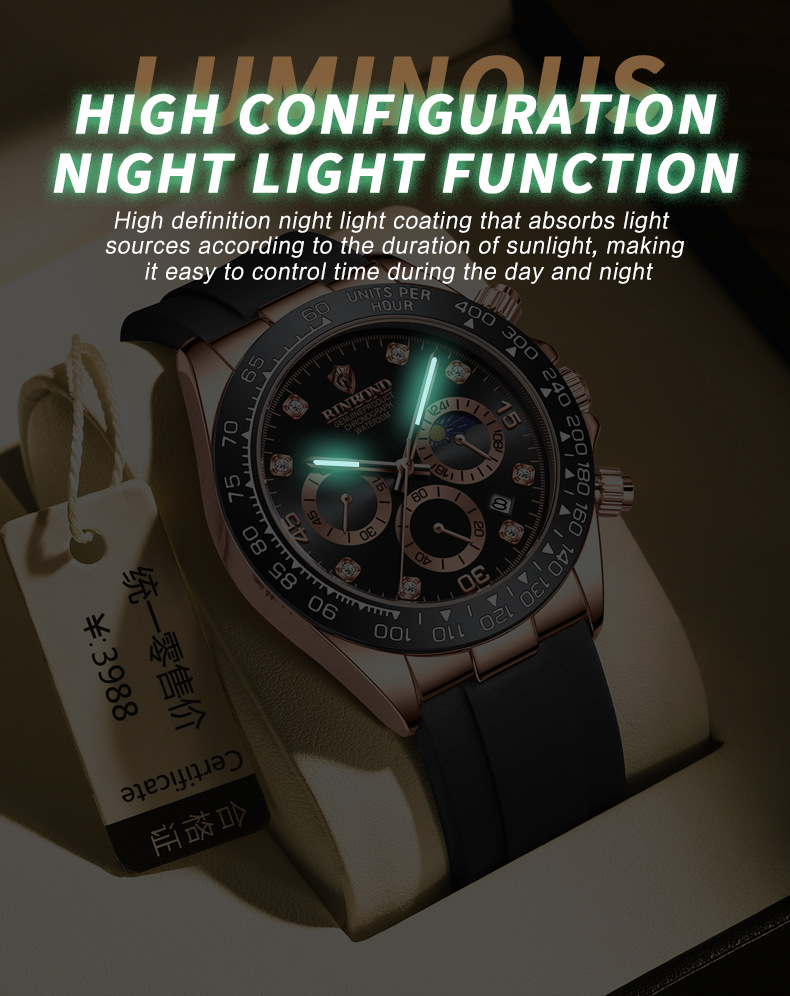 BINBOND Watch B1727 Hot Selling Men's Watches 3ATM Waterproof Watches High Quality Quartz Movement Date Luminous Hands