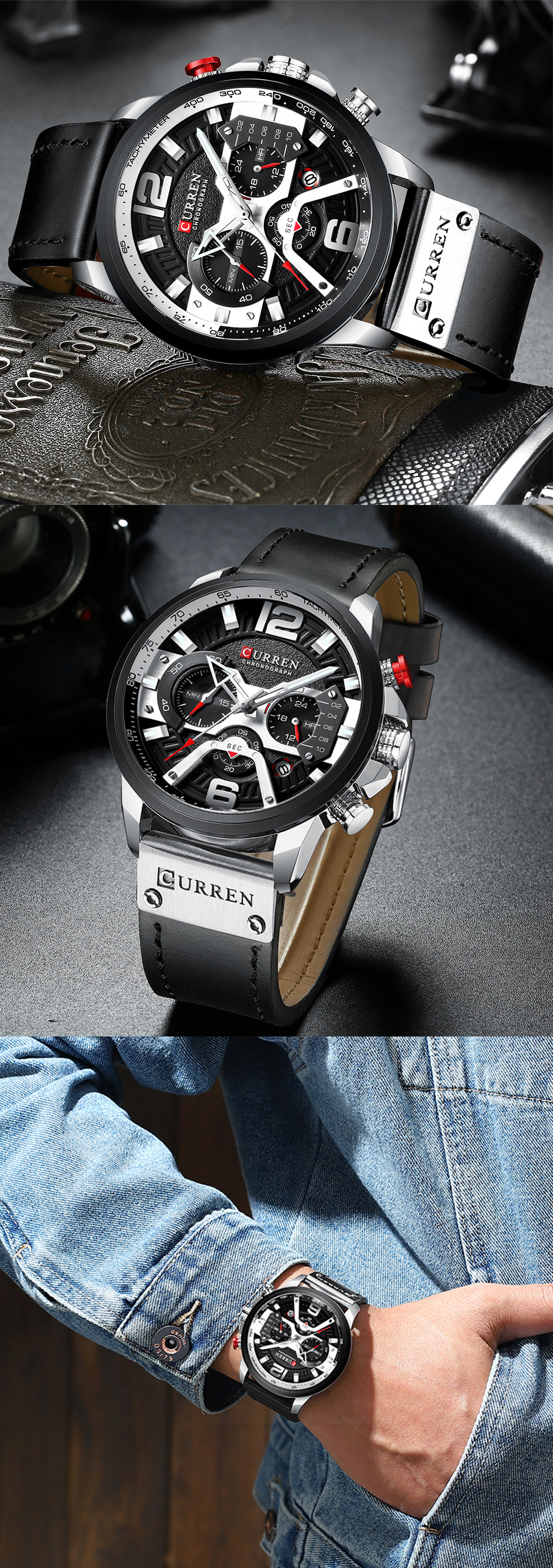 CURREN 8329 Men Sport Quartz Watch Casual Waterproof Wrist Male Clock leather watches fashion wrist watches