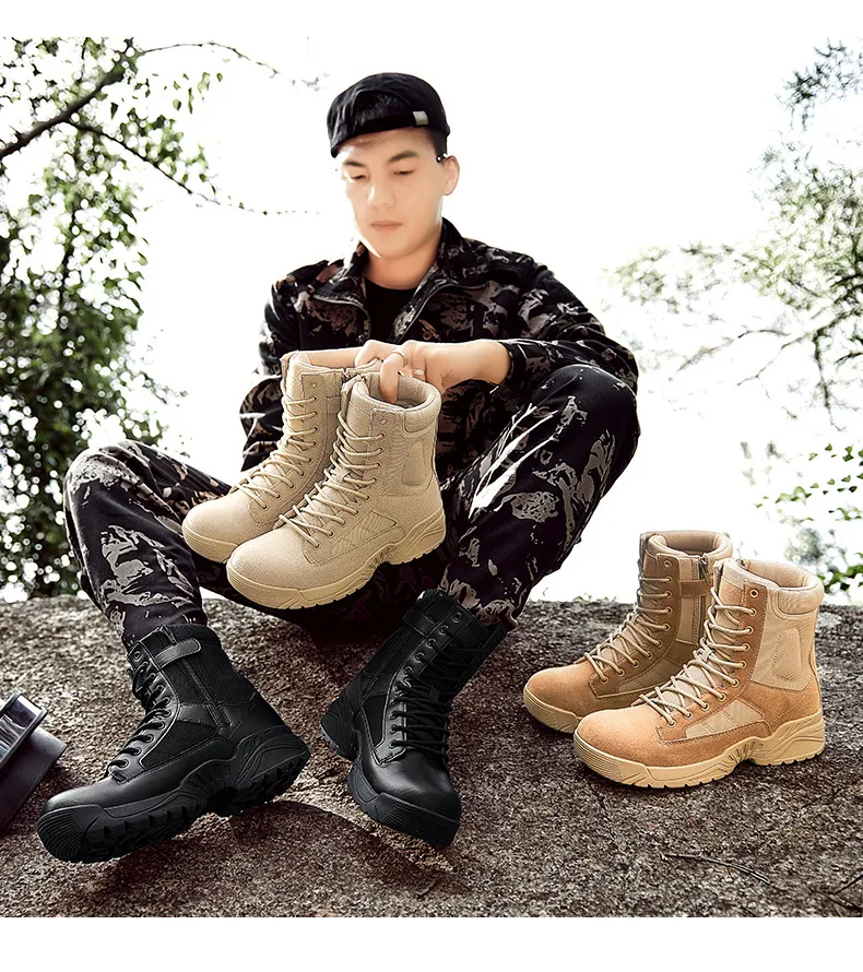 Boots Men′ S High Top Desert Tactical Boots Fans Outdoor Hiking