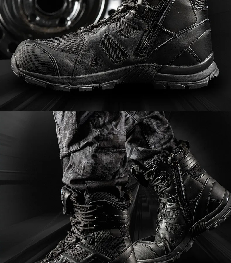 Hiking Shoes Tactical Boots Men′s and Women′s High Tops Non-Slip Breathable