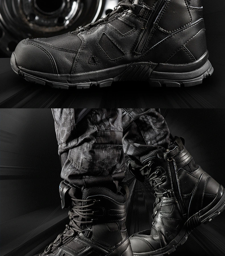 Outdoor Hiking Shoes Desert Black Hawk Tactical Boots Men′s and Women′s High Tops