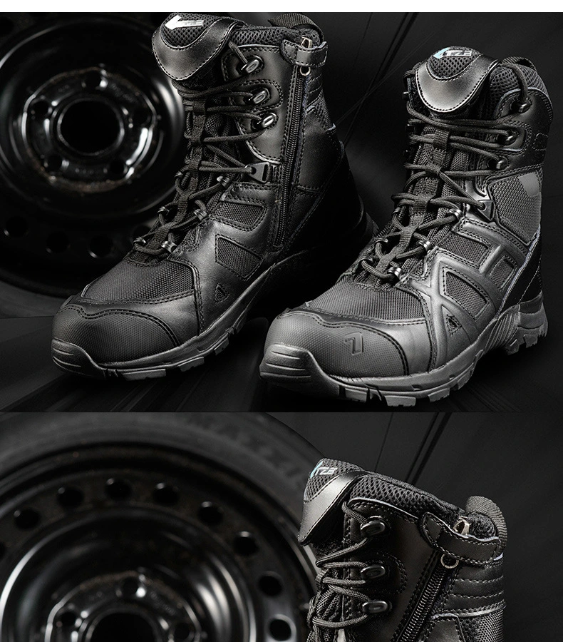 Outdoor Hiking Shoes Desert Black Hawk Tactical Boots Men′s and Women′s High Tops