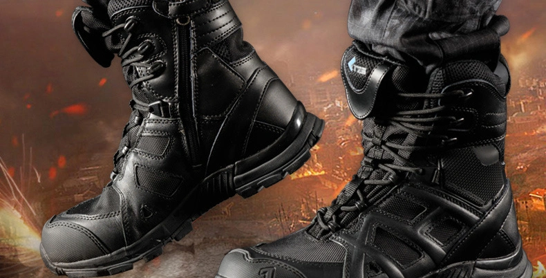 Outdoor Hiking Shoes Desert Black Hawk Tactical Boots Men′s and Women′s High Tops