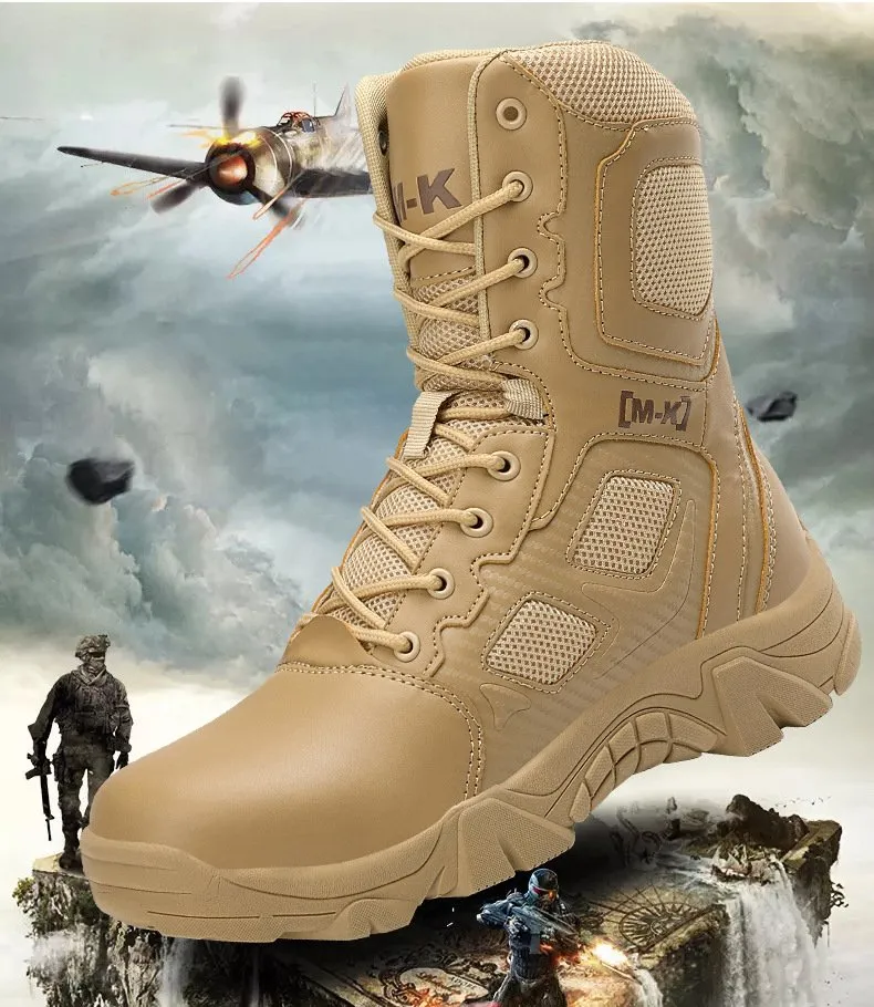 Steel Toe Boots Outdoor Flying Boots High Top Combat Men′ S Desert Autumn and Winter Cargo