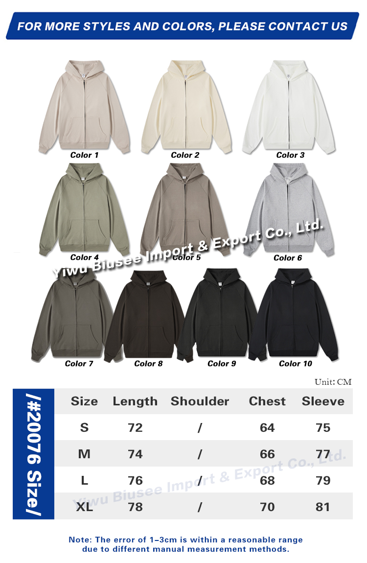 Custom Thick French Terry Zip Up Hoodie Oversized Men Hoodie with Zipper Heavyweight Blank Zip Up Hoodie