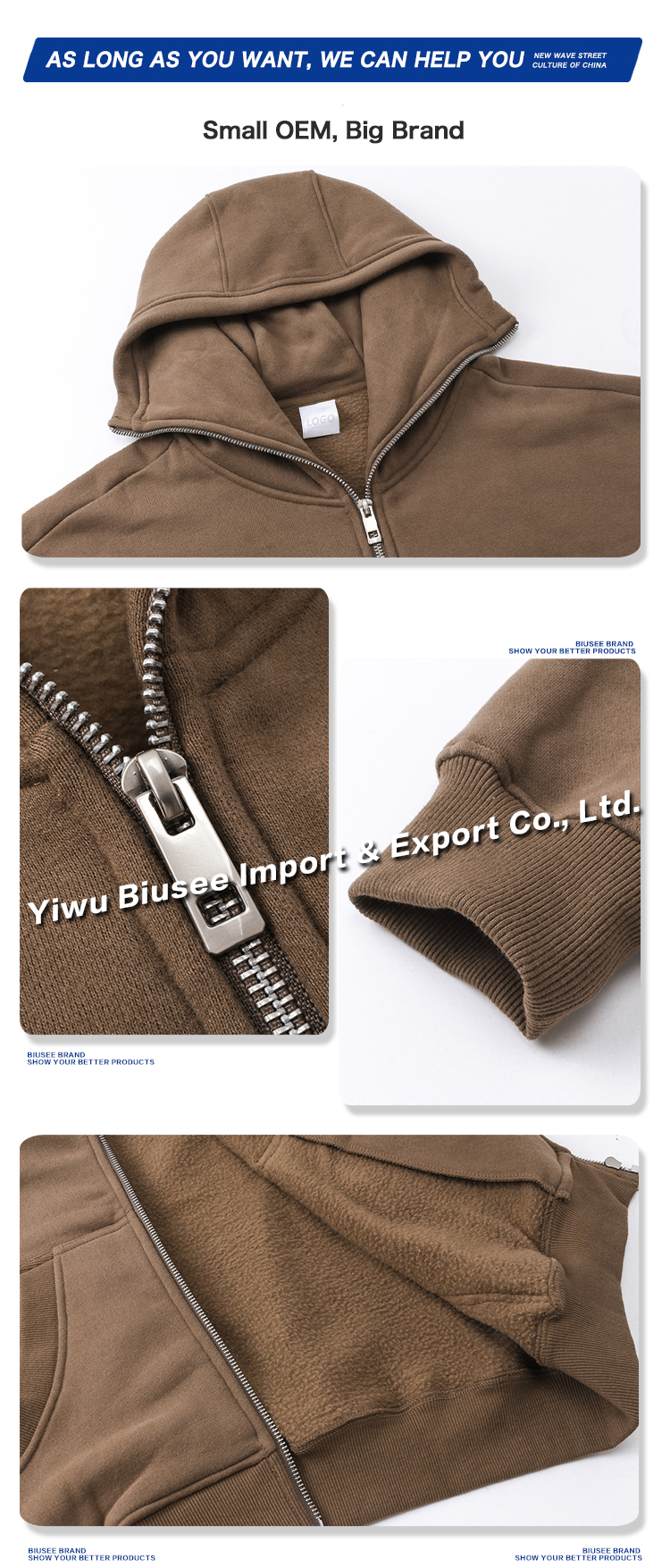 Wholesale Heavyweight Zip Up Hoodie Thick Fleece Hoodie With Zipper Custom Blank Men Zip Up Hoodie