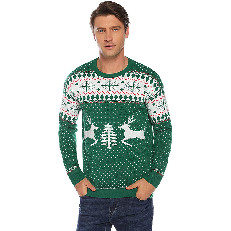 Custom Unisex Christmas Sweater Jacquard Knit Pullover Winter Xmas Cartoon Women Men Kids Christmas Family Sweater