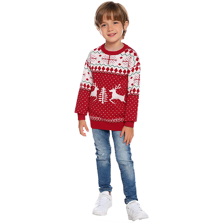 Custom Unisex Christmas Sweater Jacquard Knit Pullover Winter Xmas Cartoon Women Men Kids Christmas Family Sweater