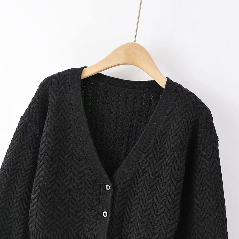 Hot Style Casual Women's Long Sleeve Sweater Cardigan Big V-Neck Knitted Buttons Clothing