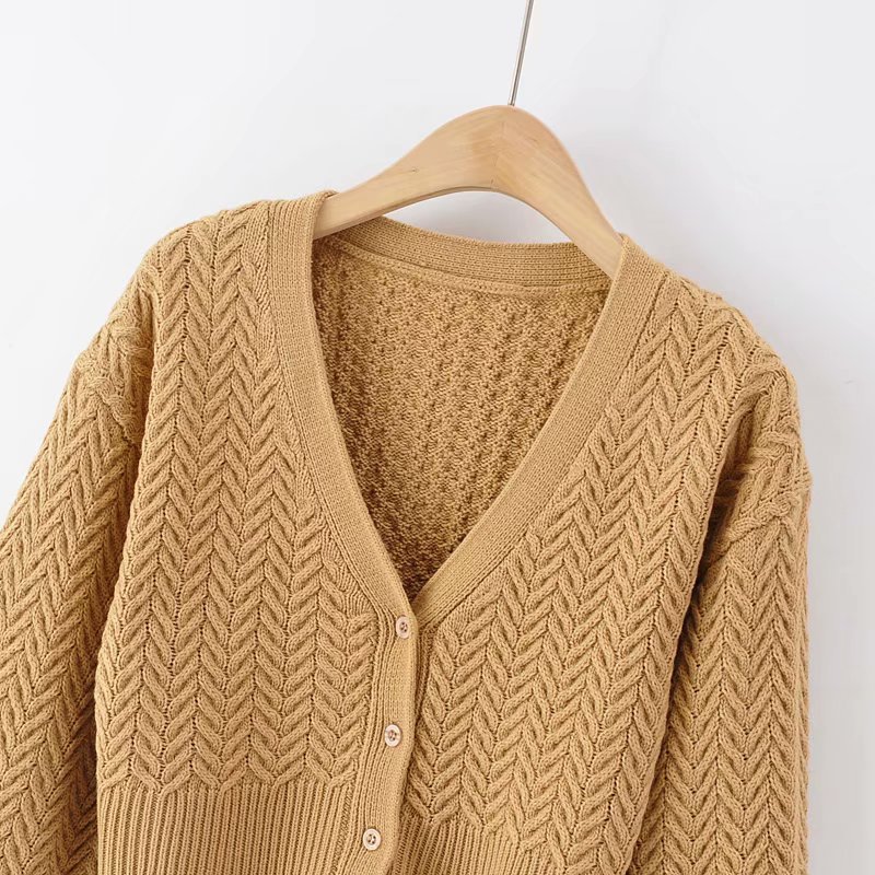 Hot Style Casual Women's Long Sleeve Sweater Cardigan Big V-Neck Knitted Buttons Clothing