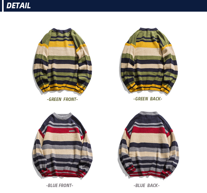 New Custom Vintage Autumn Winter Women Couple Striped Sweaters Male Couples Teenage Knits Clothing