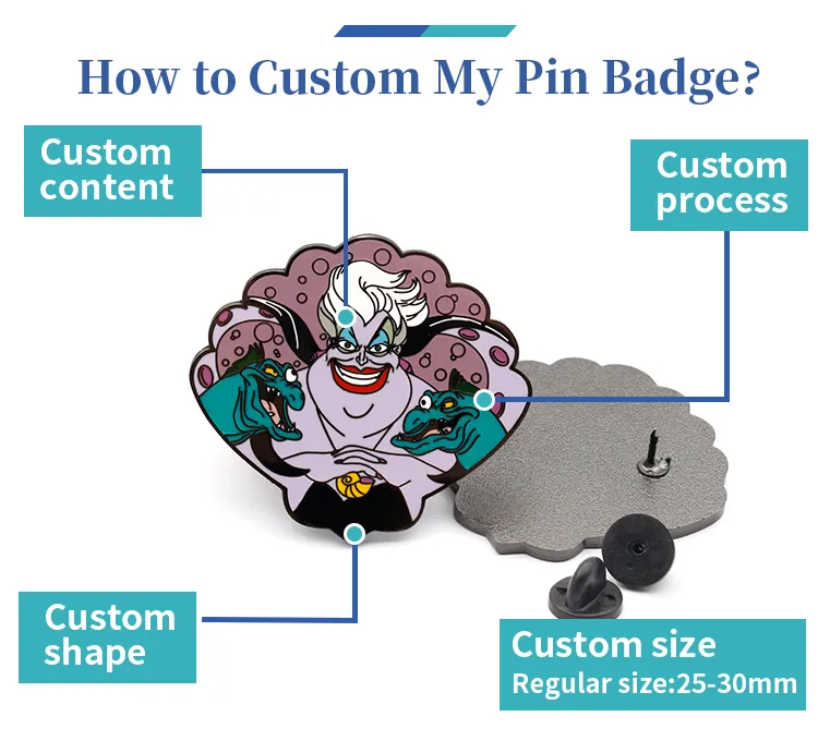 Custom Metal Complex Japanese Cute Cartoon Lapel Pin Badge Hard Enamel Japan Anime Jujutsu Kaisen Pin Big with Chain