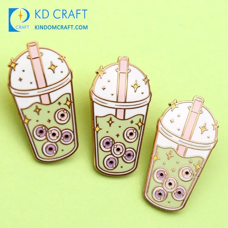 Lapel Pin Supplier Personalized Custom Cup Shaped Metal Hard Enamel Rose Gold Plating Drink Clear Bottle Enamel Pin