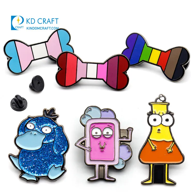 Wholesale Bulk Cheap Customized Metal Soft Hard Enamel Glitter Cute Cartoon Lapel Badge Logo Custom Hat Pin for Sale