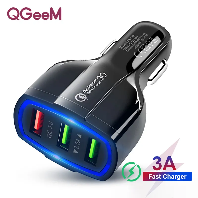 Real Factory QC 3.0 3 Port USB Fast Charging Car Charger for Mobile Phone