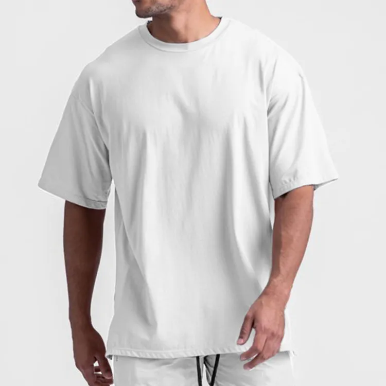 Men′s T-Shirt 100% Cotton Blank T Shirts High Quality Oversized Custom Logo Design Wholesale Drop Shoulder Blank Gym Fitness T Shirts for Men Stylish