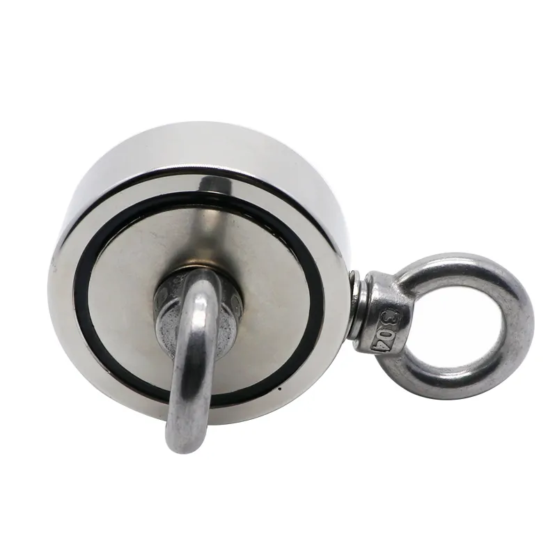 Fishing Neodymium Magnet Super Strong Pull Force Double Sided Pot Magnet Fishing Salvage Magnet with Eyebolt