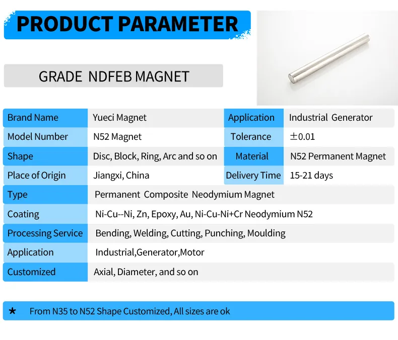 Magnetic Cylinder Neodymium Stirrer Magnet with Mounting Threads