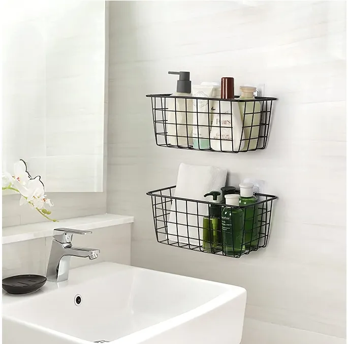 Kitchen & Bathroom Multifunctional Iron Basket Storage Basket