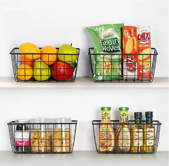 Kitchen & Bathroom Multifunctional Iron Basket Storage Basket