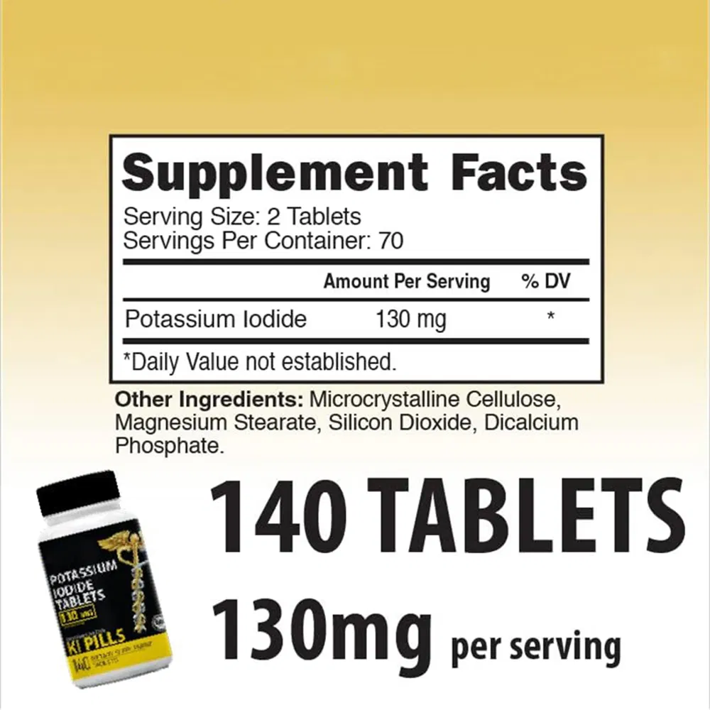 Energy Metabolism and Immune Support Supplement Vegan Organic Potassium Iodide Tablets