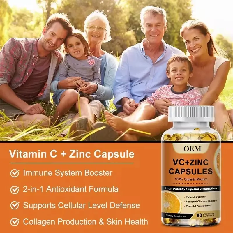 OEM/ODM Antioxidant Protection Vitamin-C and Zinc Supplement Lmmune System Booster Capsules