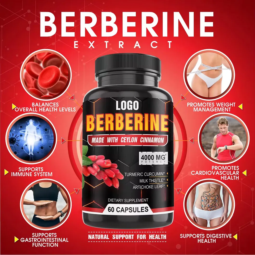 OEM/ODM Berberine Capsules Nutraceuticals to Support Gut Health and Boost Immunity Berberine Extract 4000mg