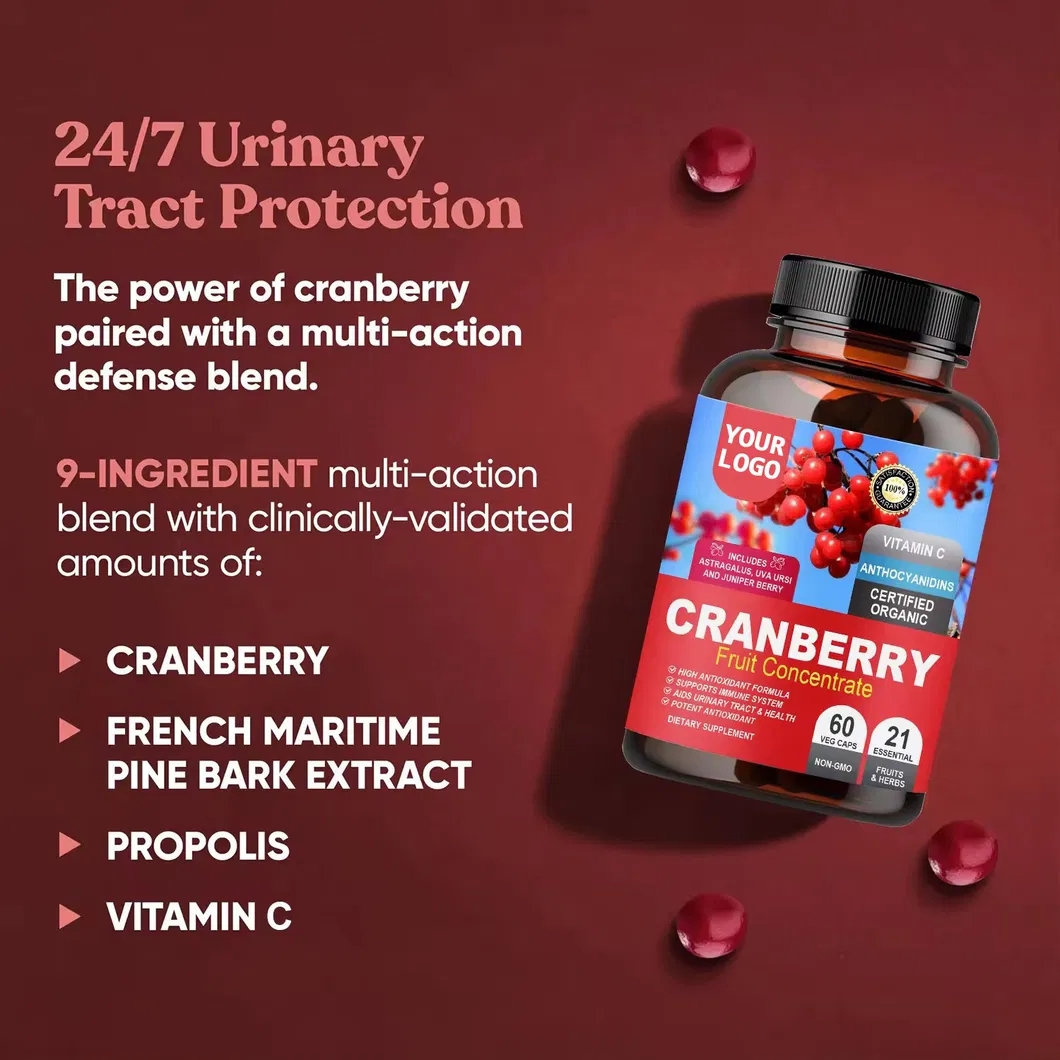 OEM/ODM Natural Cranberry Extract with Vitamins Herbal Supplement Promotes Heart and Urinary Tract Health Capsules