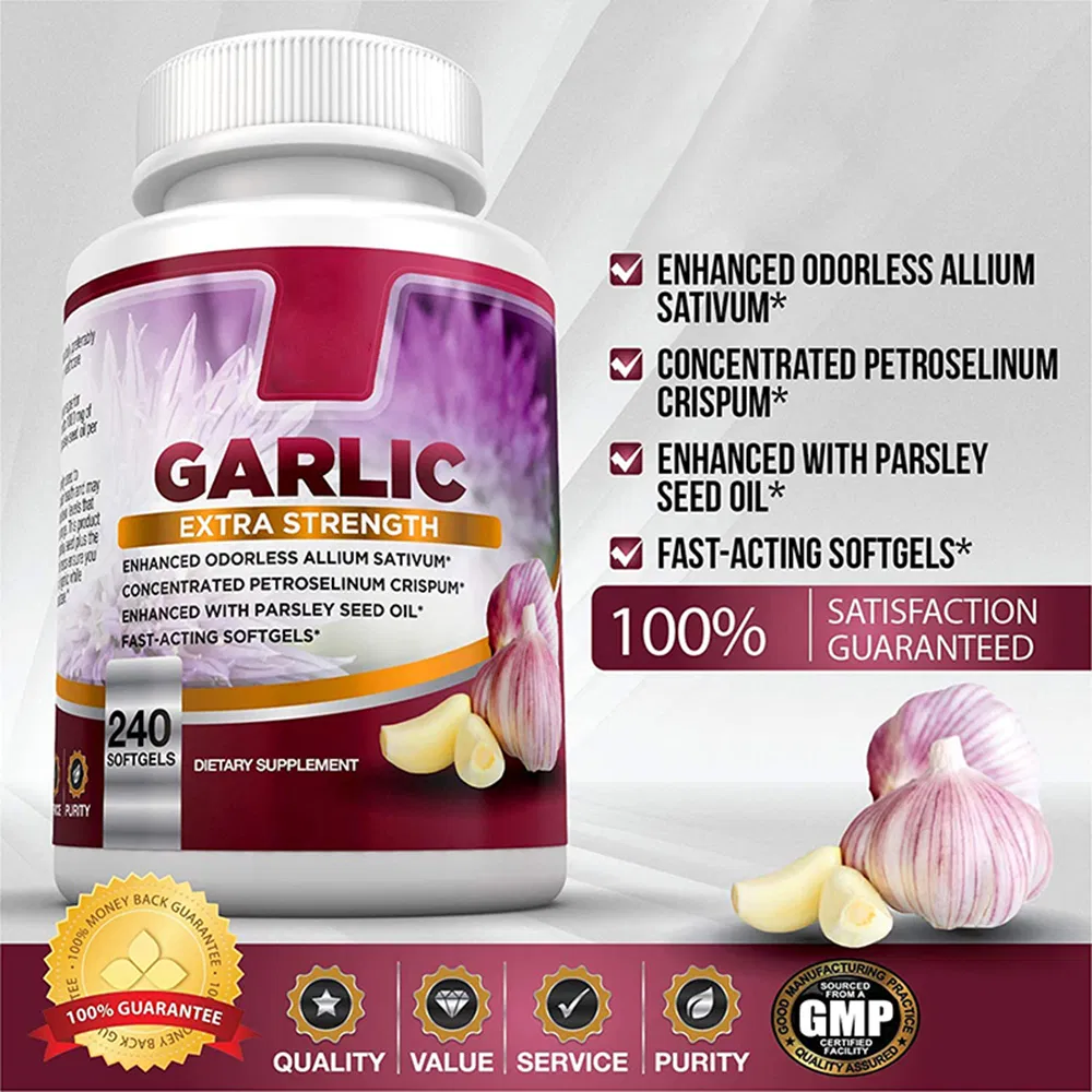 Odorless Garlic Oil Soft Capsule Supplement Vegan 500mg Black Garlic Capsules Softgels