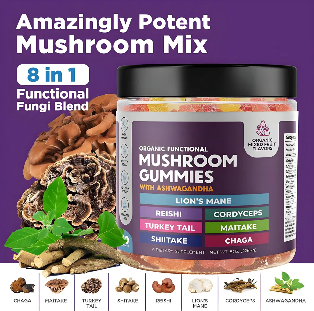 Mushroom Complex Candy Brain Booster Supplement Immune Mushroom Gummies