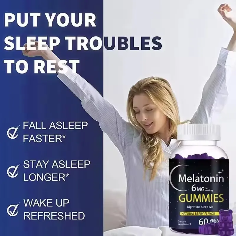 Nighttime Sleep Aid Natural Melatonin Gummies Reducing Symptoms for Premenstrual Syndrome Vitamin