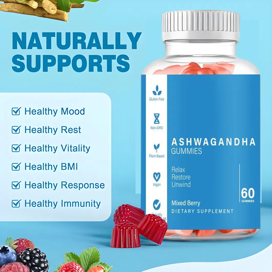 OEM/ODM Ashwagandha Gummies for Immune Support, Organic Ashwa Root Extract Supplement