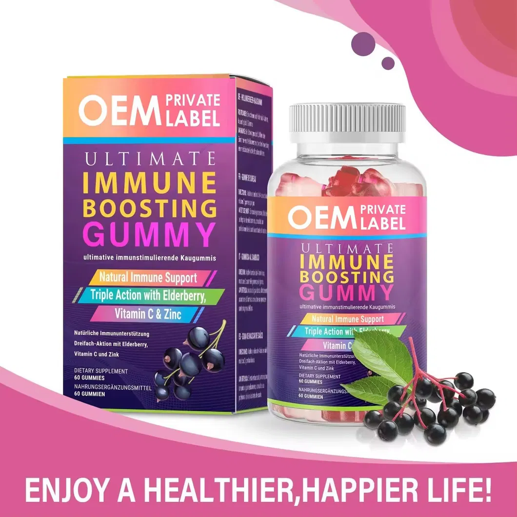 OEM/ODM Elderberry Apple Cider Vinegar Gummies Vitamin-C and Zinc Supplements for Boost Lmmune System and Encourages Healthy Skin