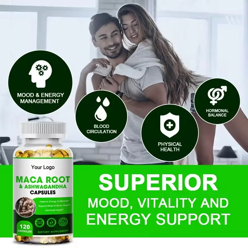 OEM/ODM Maca Root Capsule Anti Fatigue Energy Powerful Supplements for Male- Maca Root &Ashwagandha Capsules