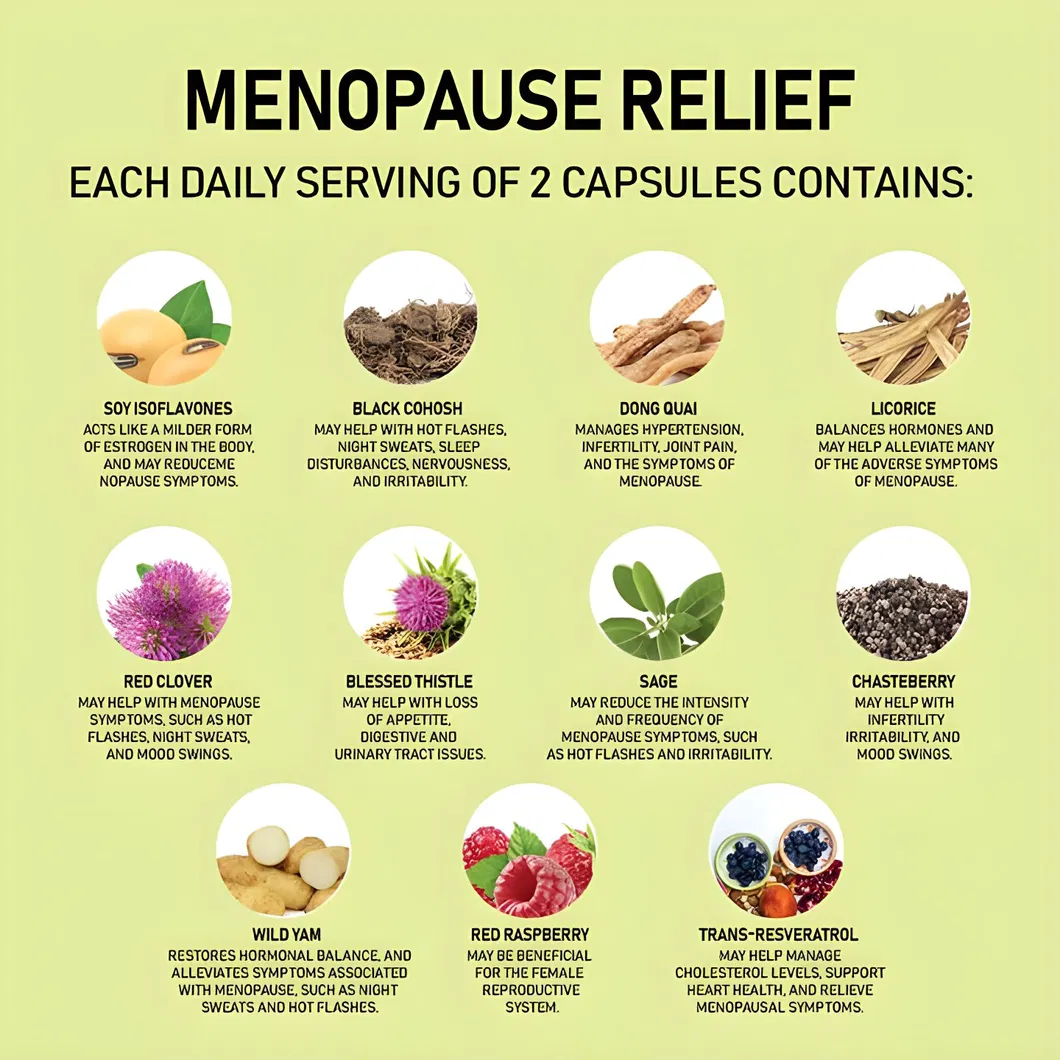 OEM/ODM Multi-Benefit Menopause Relief Hormonal Balance - Women′s Herbal Menopause Probiotic Capsule Supplement