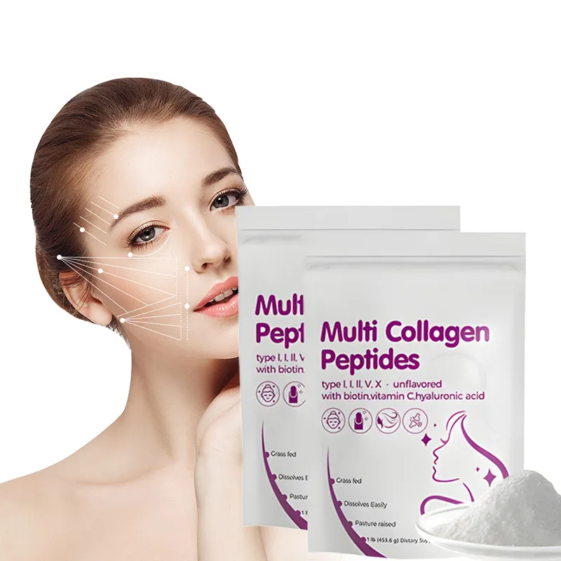 OEM/ODM Multi Collagen Powder Supplement Beauty & Wellness with Biotin Hyaluronic Acid Vitamin C Collagen Powder