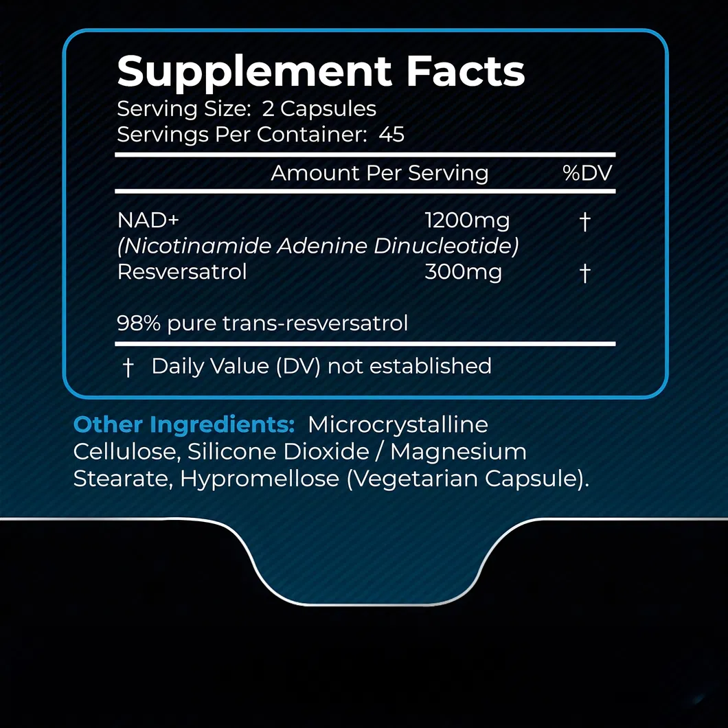 OEM/ODM Nad Supplement Liposomal Nad + Resveratrol Supports Cellular Health, Endurance and Healthy Aging - Nad Capsules